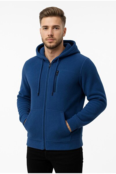 AXXEL Men's Indigo Fleece Zippered K Hooded Sweatshirt-W1157