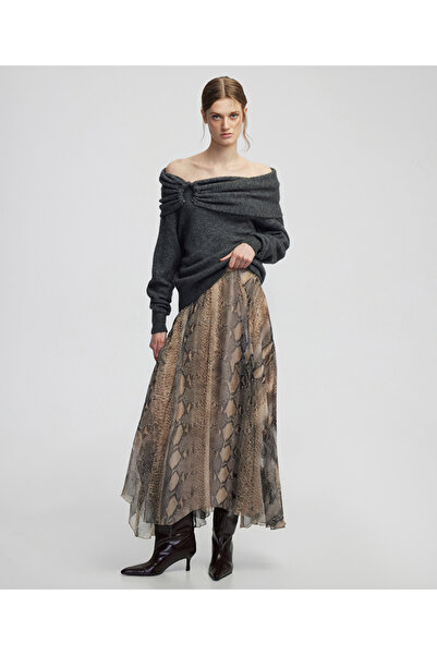 İpekyol Yılan derisi desen midi etek