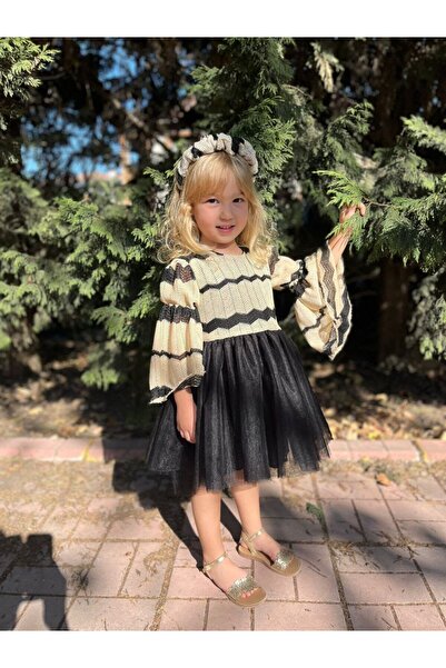 sobekidstore فستان بناتي من القطن المحبوك بأكمام بالون مع تنورة من التول الأس...