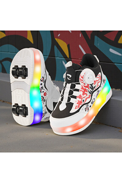 ROCKY SPORT Flames Çocuk Patenli Işıklı Tekerlekli Spor Ayakkabı & Kaykay Aya...