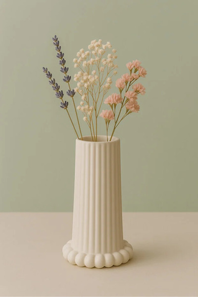 Zuri Stone Bohem Tarz Büyük Boy Vazo Çizgili Bubble Tabak İskandinav Vazo