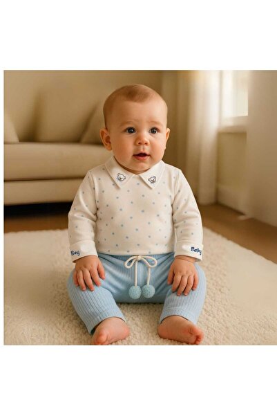 kidsense Baby Boy Suit with Polka Dot and Baby Boy Embroidery Detail