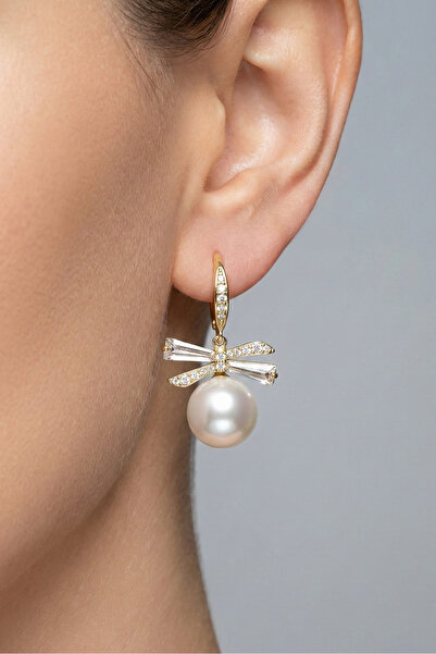 Modacaprea Xuping 14K İncili Taşlı Klipsli Kadın Küpe Kararmaz Kadın Takı Xup...