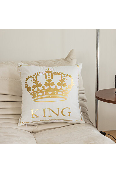 CozyhomeVIP White & Gold KING Crown Throw Pillow Covers Set of 4 – Elegant Luxury Cushion Covers