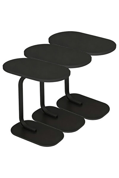 VOGMAX 3PCS C Shaped End Table, Side Table TV Tray Table for Small Spaces Rus...