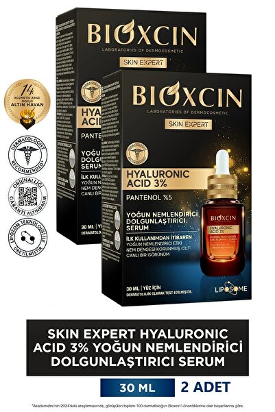 Bioxcin Hyaluronic Acid 3% 2X30 ml Intensive Moisturizing Plumping Serum - Panthenol (Vitamin B5)