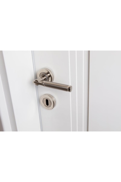 EVEO YUVARLAK ROZETLİ LÜKS NİKEL PARİS ODA KAPI KOLU (1 KAPIYA GÖRE TAKIM )