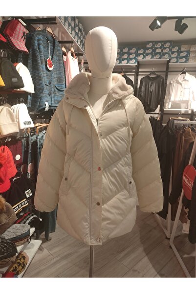 Robin D99051 Kadın Kapüşünlu Anorak Mont Taş