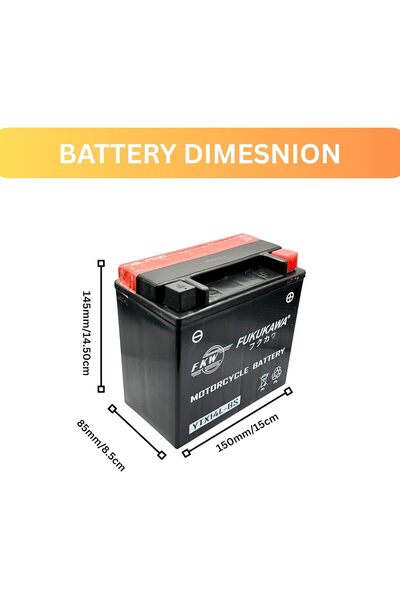 FUKUKAWA بطارية دراجة نارية YTX14L-BS 12 فولت 14 أمبير