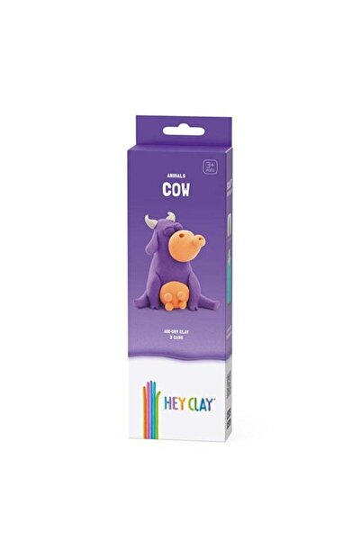 Hey Clay مجموعة تشكيل بقرة إبداعية للأطفال من الصلصال الجاف بالهواء (3 علب)