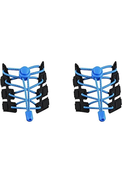 Sarphia Store Reflective Elastic NO TOUCH Shoelaces with Metal Capsule, Round — Blue