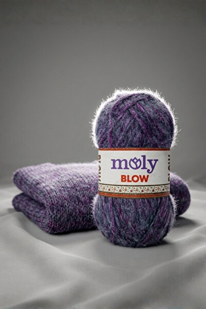 Moly Blow Tüylü Örgü İpi 100gr - [Color No: 127] - Yumuşak Melanj Dokulu Kaza...