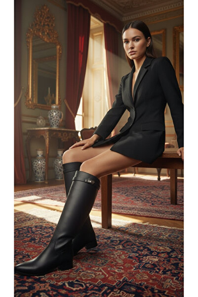 Şan's Shoes Black Leather Buckle Boots