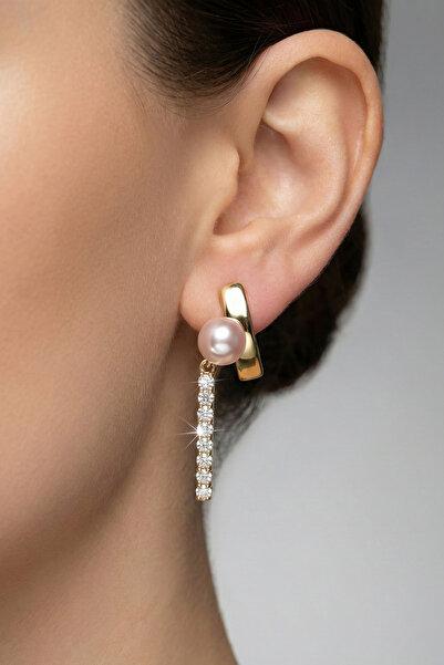 Modacaprea Xuping 14K Su yolu İncili Sallanan Klipsli Kadın Küpe Kararmaz Kad...