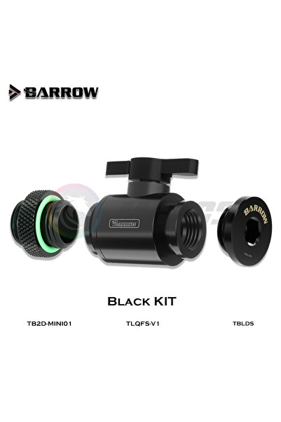 choice2 طقم إيقاف مياه بارو أسود بالكامل، مفتاح + قابس + وصلة ذكر-ذكر / طقم تبريد داخلي مزدوج للمياه