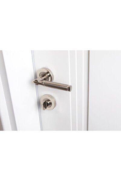 EVEO YUVARLAK ROZETLİ LÜKS NİKEL PARİS WC KAPI KOLU (1 KAPIYA GÖRE TAKIM )