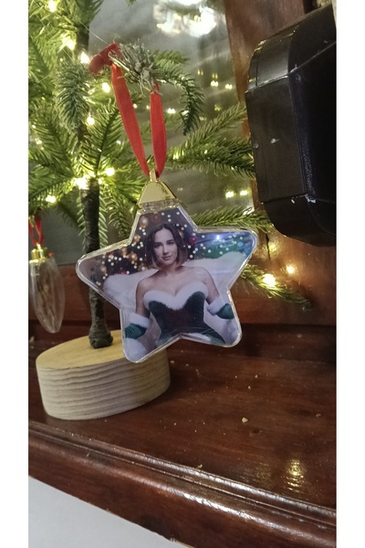 CrisPrint Glob de Crăciun Stea Personalizat cu Poză și Text – Ornament Festiv...