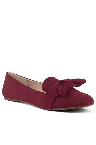 london Rag Women Casual Walking Bow Loafers in Dark Red