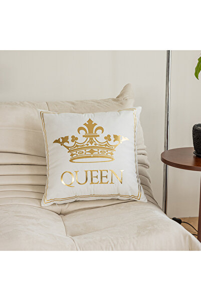 CozyhomeVIP White & Gold QUEEN Crown Throw Pillow Covers Set of 4 – Elegant Luxury Cushion Covers