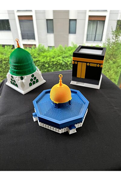 SamilaCraft Üçlü Maket Set Büyük Boy ( Kabe-Mescidi Aksa-Yeşil Kubbe)