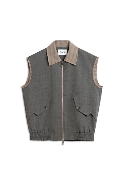 Twist ELASTİK BEL EKOSE DESEN YELEK