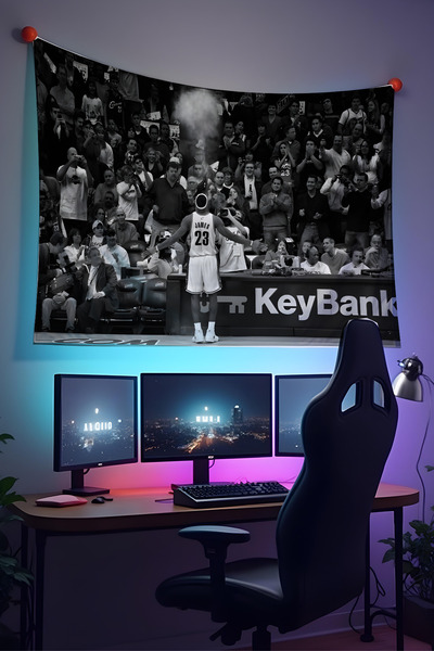 Halura LeBron James Basketbol Desenli Kaymaz Taban Makinede Yıkanabilir Oyunc...