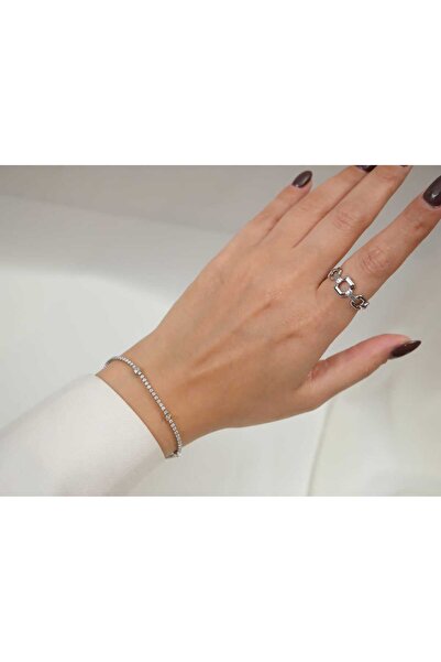 ATELİER TUĞBA سوار BLK155 بتصميم هندسي مفصل على شكل مسار مائي رفيع من الفضة -...