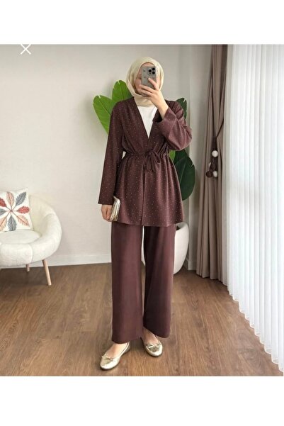 Tarzımızbir Stone Kimono Set, Top and Bottom, Hijab Set, Modal Fabric