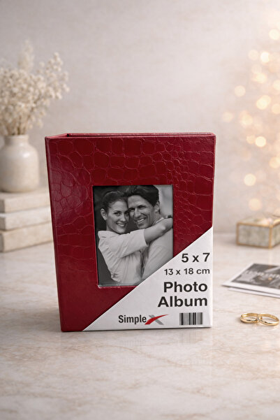 simplex ألبوم صور 13×18 يتسع لـ 100 صورة – غلاف رفيع – أسود / أبيض / عنابي