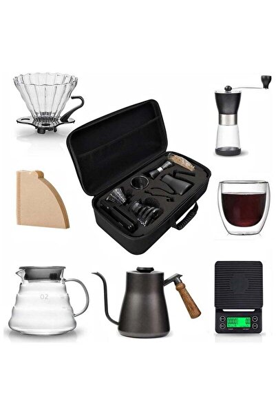 BLOOMING TIME مجموعة ماكينة تحضير القهوة بالتنقيط، حقيبة سفر محمولة متكاملة