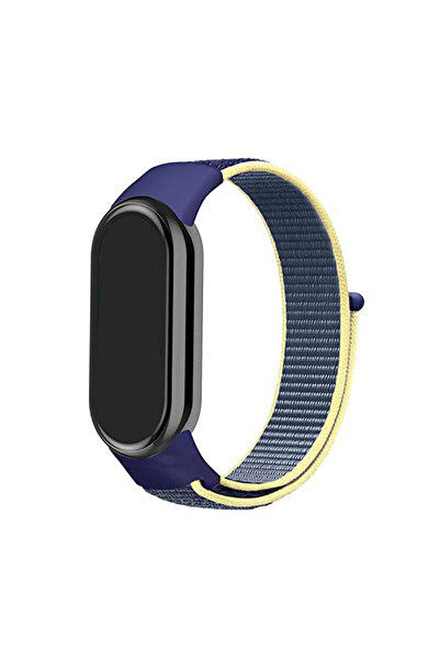 Coverzone حزام متوافق مع Xiaomi Mi Band 3 4 5 6 7، حزام قابل للتعديل عالي الجودة منسوج من القش، مقاس S-أزرق داكن