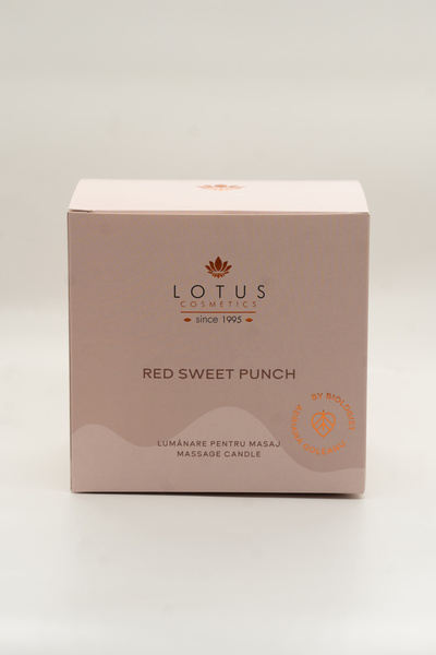 Lotus Cosmetics Lumânare caldă cu unt pentru masaj „Red Sweet Punch” 200 ml