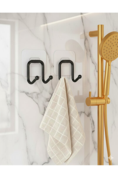 eldiven matik Güçlü Yapışkanlı 2 Adet Çift Kancalı Banyo Mutfak Askısı Metal ...