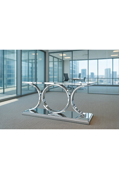 TRİDENT METAL TASARIM Süper Ayna Paslanmaz Toplantı Masası