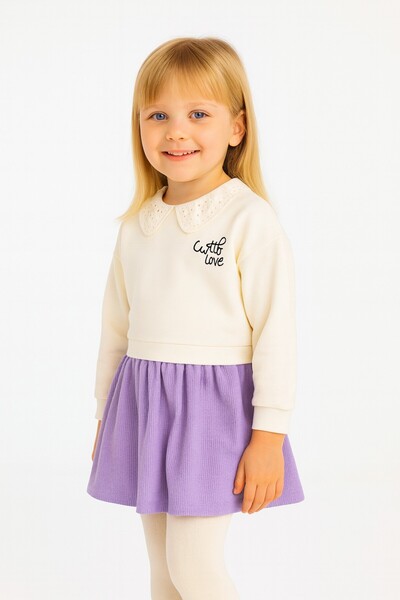 Chicsy Baby Rochie Premium Swea tricou cu guler cu design la modă pentru fete