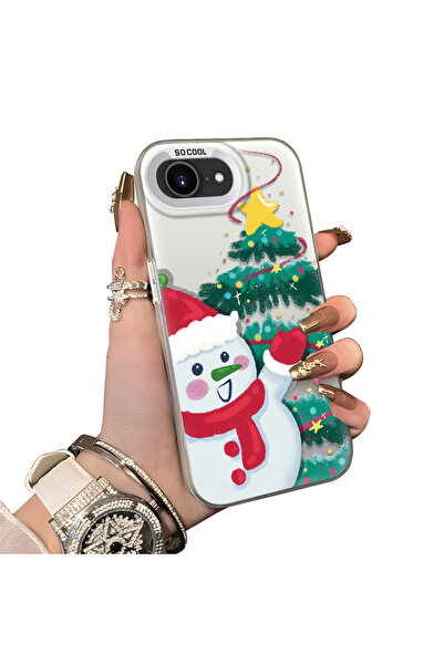 ucuc حافظة سيليكون مضادة للسقوط بنمط ندفة الثلج لعيد الميلاد متوافقة مع iPhon...