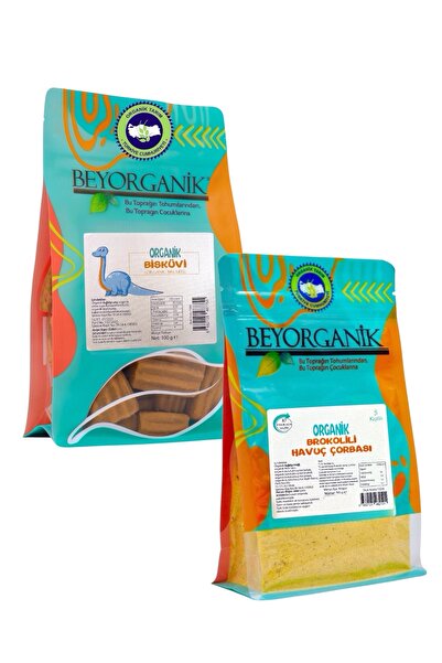 BEYORGANİK Organik Bebek Bisküvisi ve Organik Brokoli Havuç çorbası 2'li