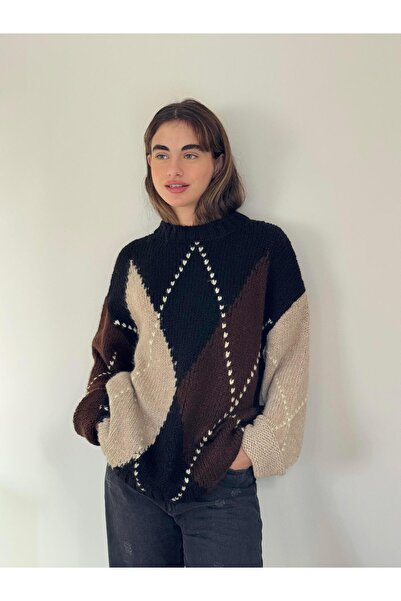 Retrobird Fleece-Lined Baklava Slice Sweater Women's Black