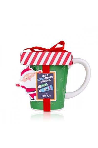 ACCENTRA Set cadou Secret SANTA — Cremă de mâini, Balsam de buze și Cană — Parfum cu fructe de pădure înghețate