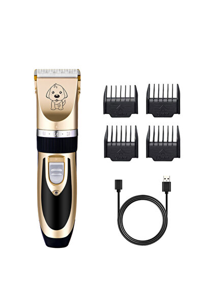 FOTOFUN Animal clipper, dogs, cats, Spare ceramic blade, USB, Black Gold