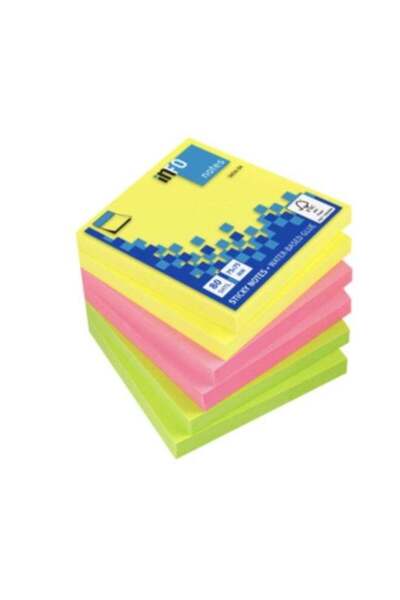 INFO NOTES ملاحظات لاصقة من إنفو نوتس، 75 × 75 مم، 6 مجموعات معًا، 80 ورقة، ع...