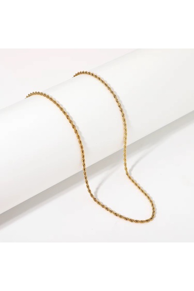 Siya Silver Altın Kaplama Gold Renk Kararmaz Çelik Burgu Zincir Kolye - Kısa ...