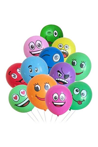 Generic 10-Piece Cute Printed Big Eyes Emoji Smiley Face Latex Balloons