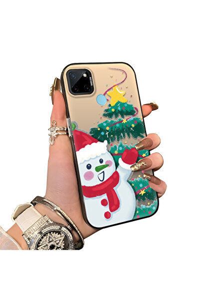 ucuc حافظة سيليكون مضادة للسقوط بنمط ندفة الثلج لعيد الميلاد متوافقة مع Realm...