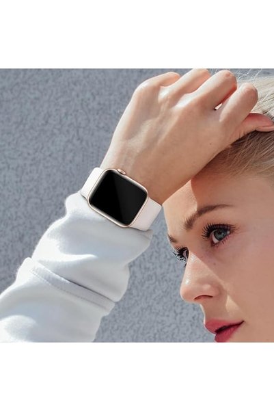 Sarphia Store Curea din silicon moale, compatibilă cu Apple Watch 38/40/41 mm S/M - Alb