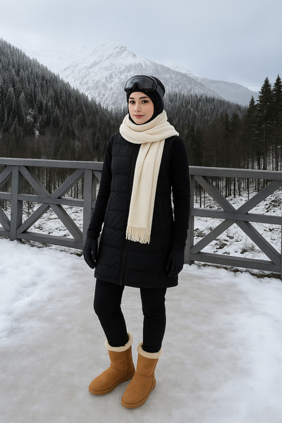 TheyYou Costum de schi modest, căptușit cu lână pentru iarnă
