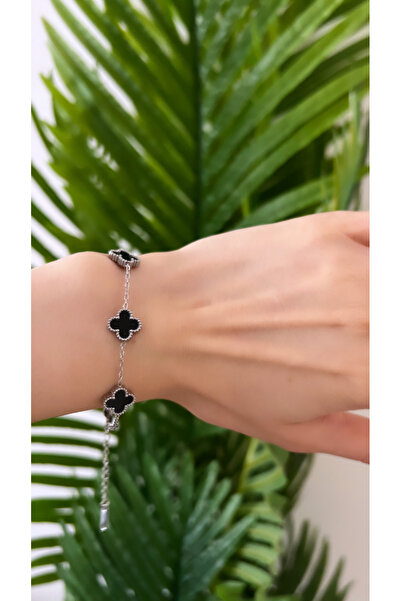 STİL NOKTA Çelik Van Cleef Bileklik Siyah Renkli Kararma Yapmaz