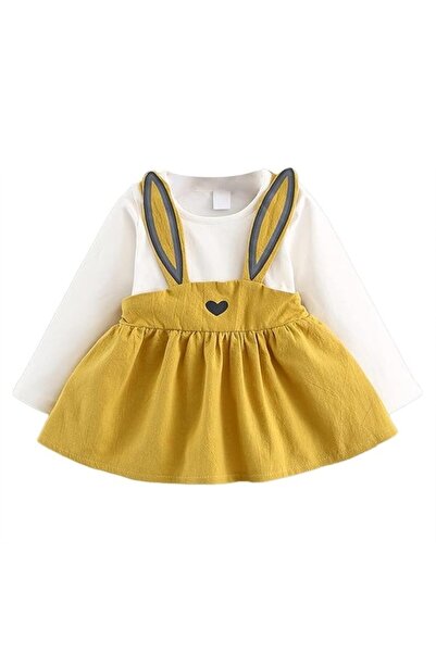 MINIMEAccessories طقم فستان وبلوزة للرضع | 6-9 أشهر | أصفر | قطن | أشرطة قابل...