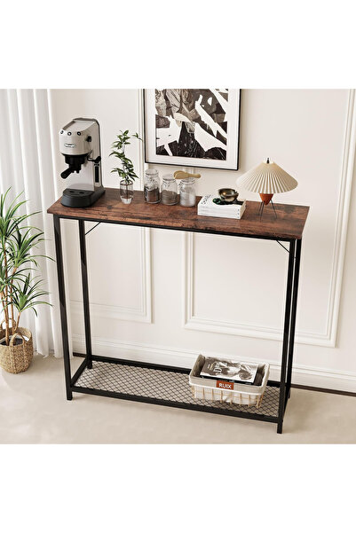 HayaBazaar طاولة كونسول بأبعاد 100 × 30 × 90 سم مع رف تخزين، مناسبة للمدخل أو غرفة المعيشة أو المطبخ أو البار أو العرض