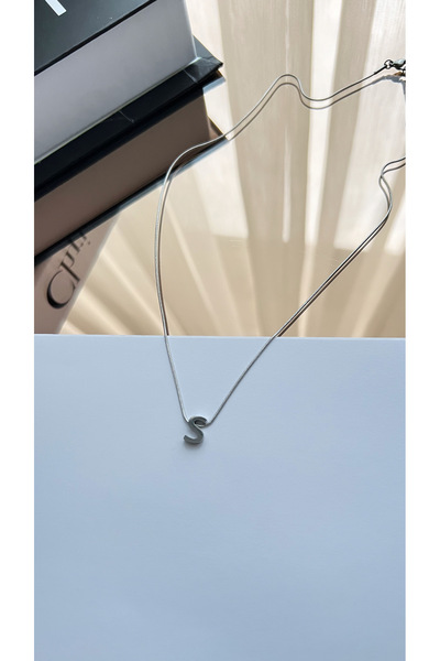 STİL NOKTA Çelik S Harfli Kolye Gümüş Renkli Kararma Yapmaz